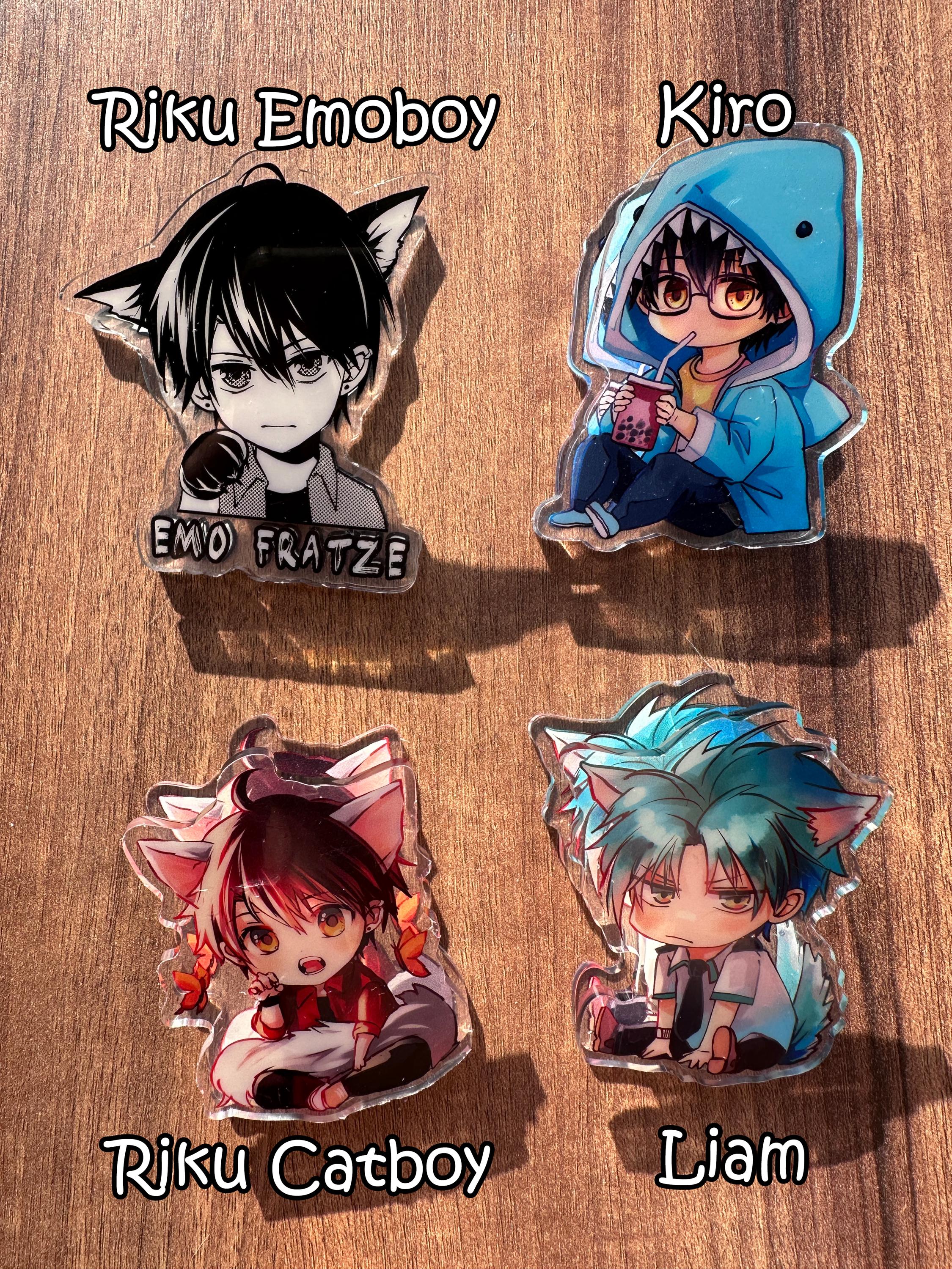 Acryl-Clipbinder Chibi Liam Riku Kiro Emo Boy Anime, Clip, Buchzeichen, Acrylic Charm, Manga, kawaii, Catboy