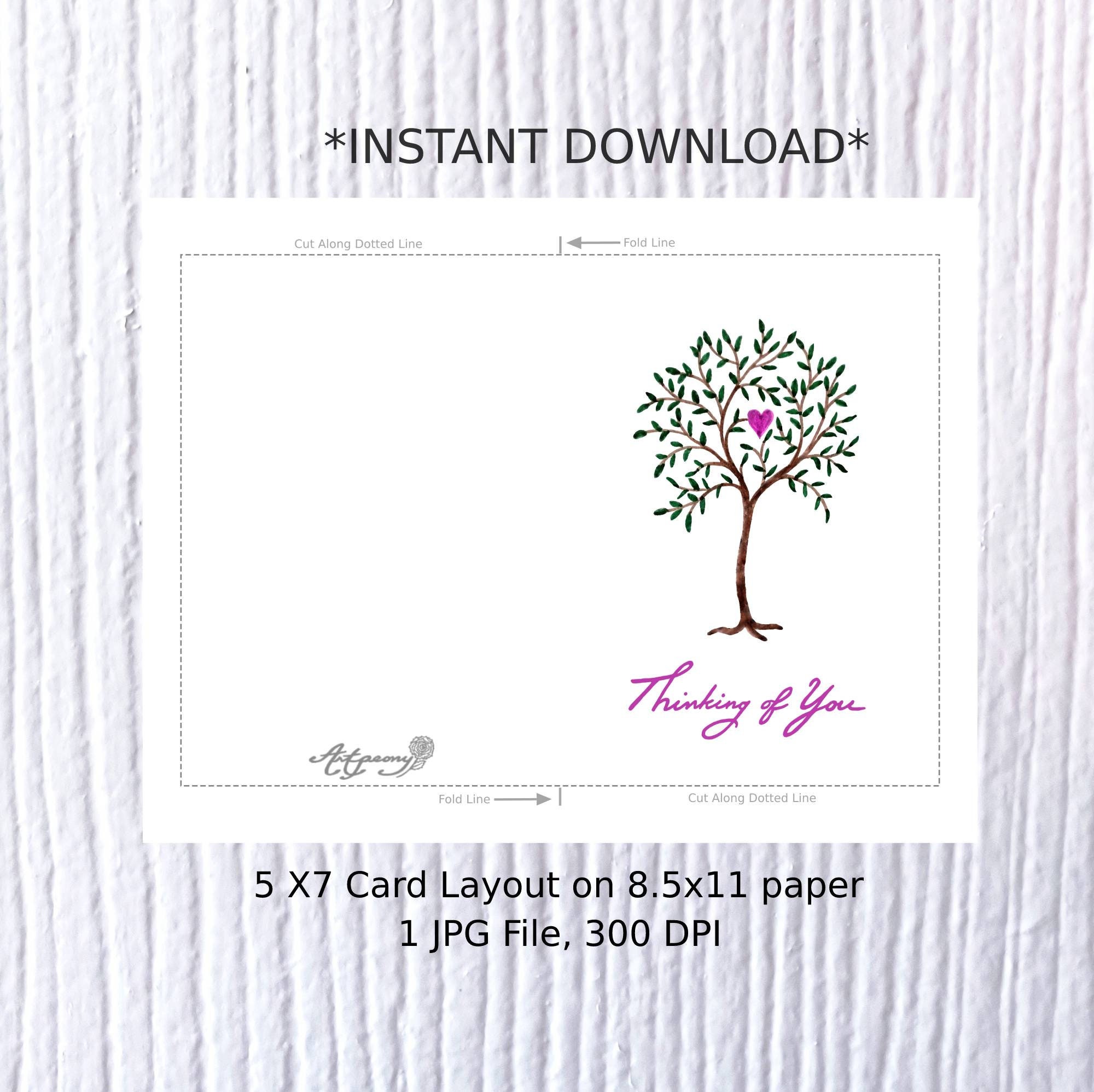 Thinking of You Printable Card, Get Well Soon, Tree, Friend, Card With ...
