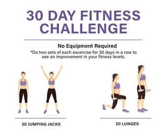 30 Day Fitness Challenge | Flat Belly Workout | 30 Day Abs Challenge| At Home Workout | Get Fit Challenge | Instant Download