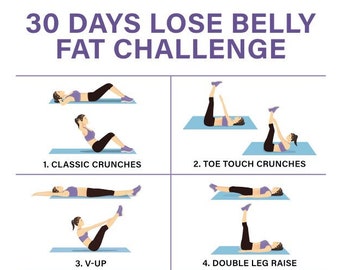 30 Day Lose Belly Fat Challenge | Belly Workout | Weight Loss | Home Workout | At Home Workout | Get Fit Challenge | Instant Download