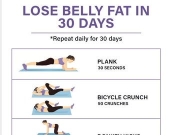 30 Day Lose Belly Fat Challenge | Belly Workout | Weight Loss | Home Workout | At Home Workout | Get Fit Challenge | Instant Download