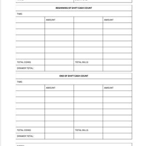 Cash Drawer Count Sheet | Daily Count Sheet | Retail Business Money Tracking | PDF | A4 Size | Instant Download | A4 Size | PDF