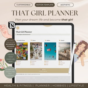 Vision Board 2024 | Notion That Girl Planner | Student Aesthetic Notion Template | ADHD Planner | Suitable For Notion Beginners