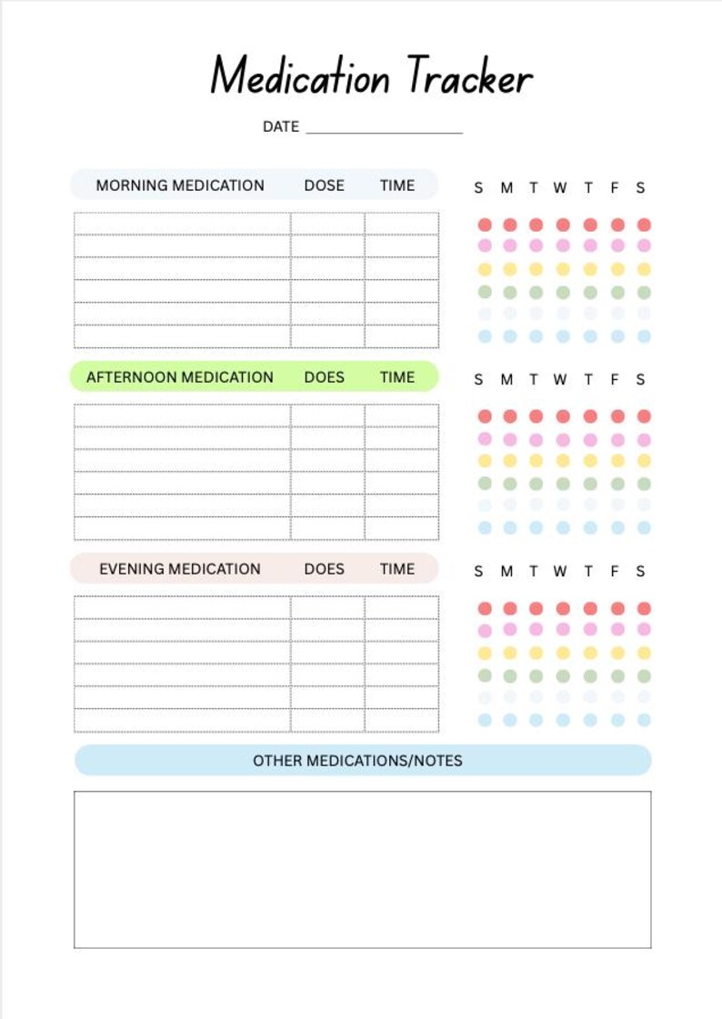 Medication Tracker Printable | Medication Log | Weekly Medication ...