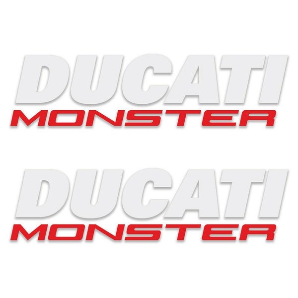 2X Ducati Monster Gas Tank Adhésif Vinyle Logo Stickers Autocollants Noir/Blanc couleur