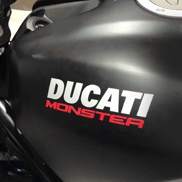 2X Ducati Monster Tank Stickers Autocollant Ducati accessoires Noir/Blanc/Gris