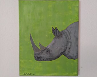 Tête de rhinocéros peinture sur toile