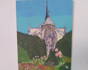 Painting on Wood of Notre Dame Cathedral