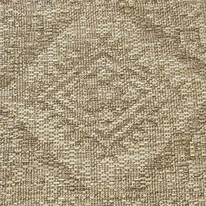 May include: Close-up of a textured fabric with a woven pattern. The fabric has a neutral color palette, with shades of beige and brown. The weave creates a subtle, geometric design, suitable for upholstery or home decor.