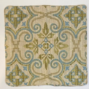 Sage Green Blue/Tan Medallion Pattern/ 18x18 Pillow Cover