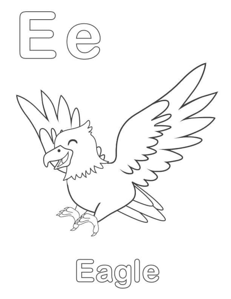 Cute Alphabet Animal Coloring Pages - Etsy