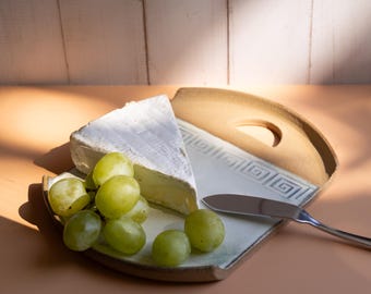 Handmade Stoneware Charcuterie Board: Modern Personal Ceramic Cheese Platter