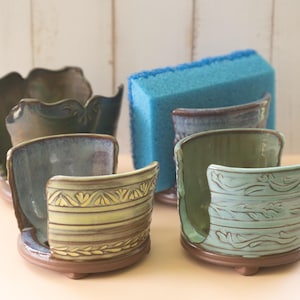 Handmade Ceramic Sponge Holder: Self-Draining Pottery Dish