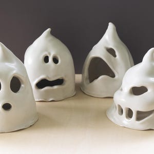 Handmade Ceramic Ghost Luminary: Hand-Sculpted Pottery Halloween Fall Home Decor