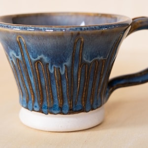 Espresso Cortado Cup - Handmade Unique Carved Coffee Mug, Artisan Ceramic Tea Cup, Whiskey Cup, Perfect Gift for Coffee Lovers & Home Decor