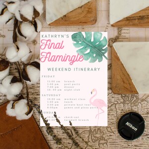 Miami Final Flamingle Bachelorette Party Weekend Itinerary Template
