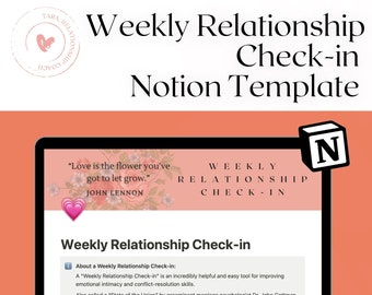 Weekly Relationship Check-in Notion Template | Couples Coaching | Connection | Marriage  | Relationship  | Couples therapy