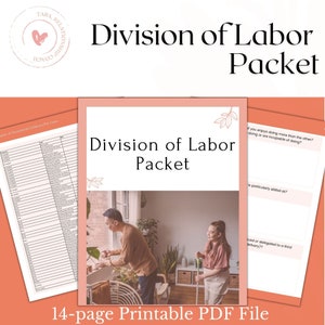 Paquete de división del trabajo / Hojas de trabajo de coaching para parejas / Conexión / Hojas de trabajo para el matrimonio / Hojas de trabajo para las relaciones