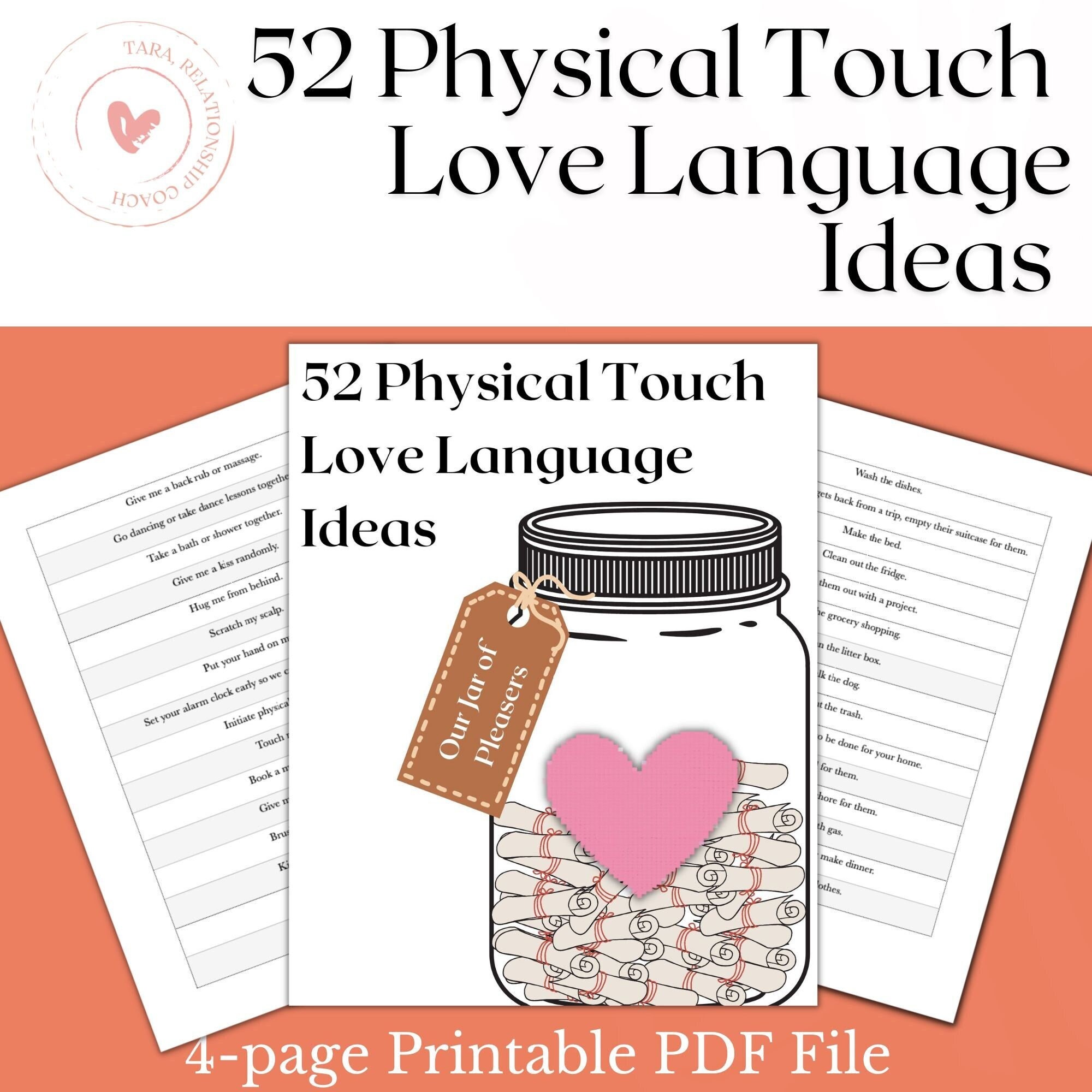 52 Physical Touch Love Language Ideas for Your Own jar Etsy Australia