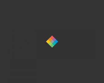 May include: A colourful diamond-shaped design with a gradient of red, orange, yellow, green, blue, and purple.