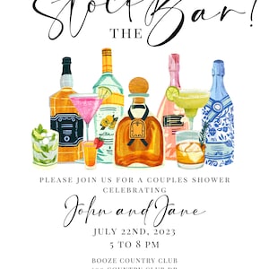 STOCK THE BAR Invite Couples Shower Housewarming Party