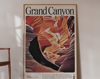 Grand Canyon Travel Poster - USA Arizona National Park Print for Adventure Lovers (Digital Download)