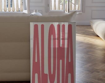 Aloha Print - Pink Hawaiian Welcome Quote Wall Art (Digital Download)