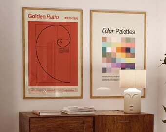 Golden Ratio & Color Palette Posters: Modern Red Graphic Prints (Digital Download)