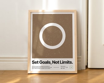 Set Goals Print: Minimalist Abstract Art, Inspirational Quote (Digital Download)