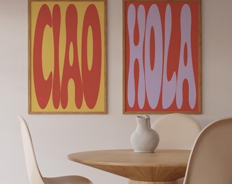 Ciao Hola Prints: Italian Spanish Quote Wall Art (Digital Download)