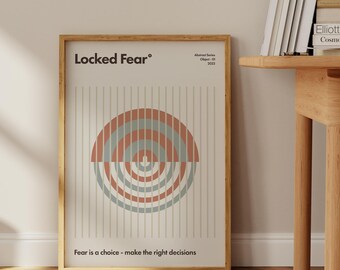 Locked Fear Retro Poster - Trendy Inspirational Quote Wall Art (Digital Download)