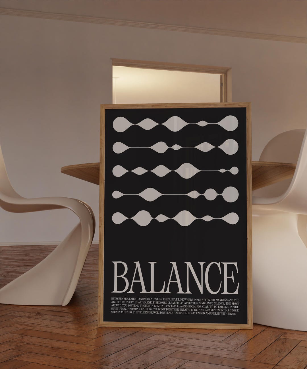 Minimalist Balance Poster - Geometric Monochrome Print for Boho and ...