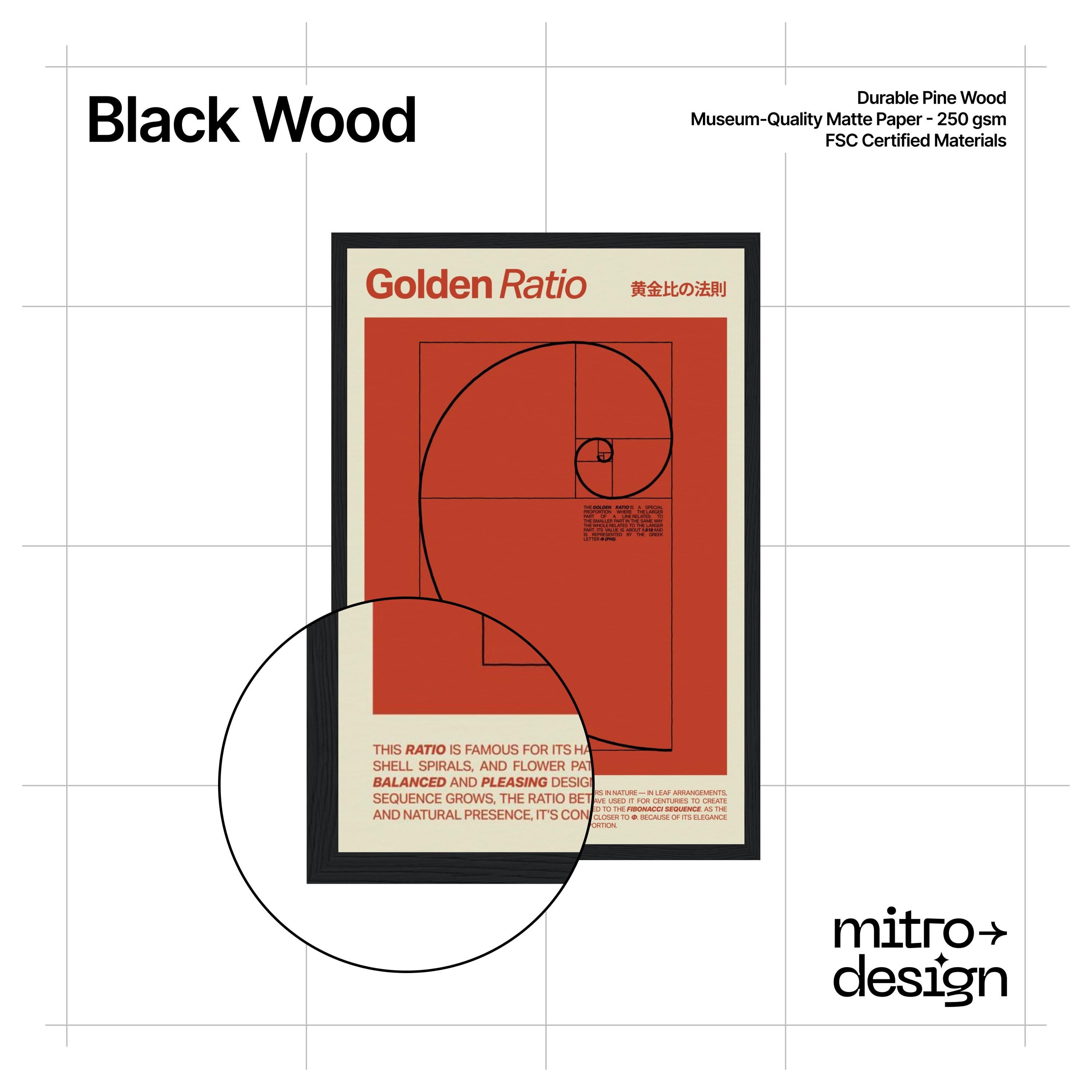 Framed Golden Ratio Print - Fibonacci Sequence Educational Wall Art for ...