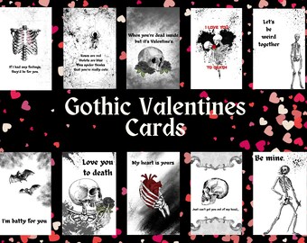 Printable Gothic Valentines, Valentine Cards, Goth Valentines, Gothic Valentine, Printable Valentine, Valentines Cards, Happy Valentines Day