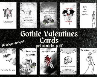 Gotische valentijnskaarten: spookachtige pen- en inktontwerpen (afdrukbare pdf)