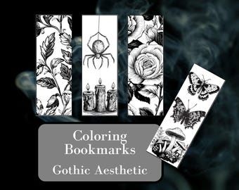 Coloring Bookmark | Spooky | Bookmark Template | Goth Bookmark | Custom Bookmark | Handmade Bookmark | Gothic Art | Reader Gift