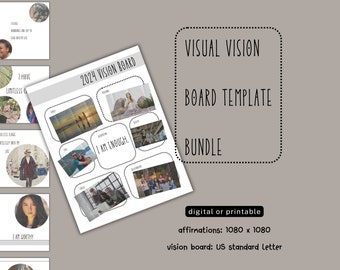 Vision Board Kit: Photo Affirmation Cards & Template (Digital Download)