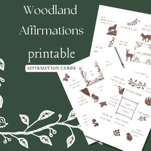 Woodland Cards Printable, Affirmation Deck, Rustic Affirmation Cards, I am affirmations, Daily Affirmations, Self Care Cards, Affirmations