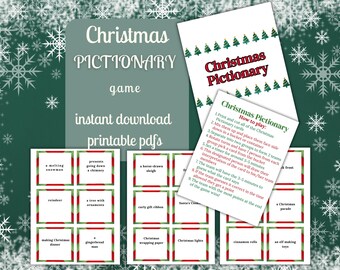 Juego de Pictionary navideño, juego de Pictionary imprimible, Pictionary navideño, Pictionary festivo, Pictionary familiar, juego familiar navideño