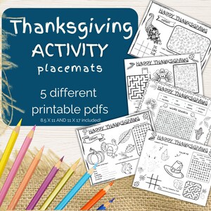 Thanksgiving Activity Placemat, Thanksgiving Coloring Sheet, Thanksgiving Printable, Thanksgiving Printable Placemat