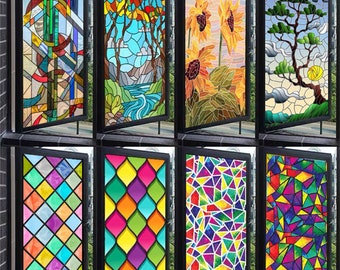 Custom Size Stained Glass Window Film Electrostatic Heat-Proof Privacy Protection Reusable Removable Home-Decor Window Covering