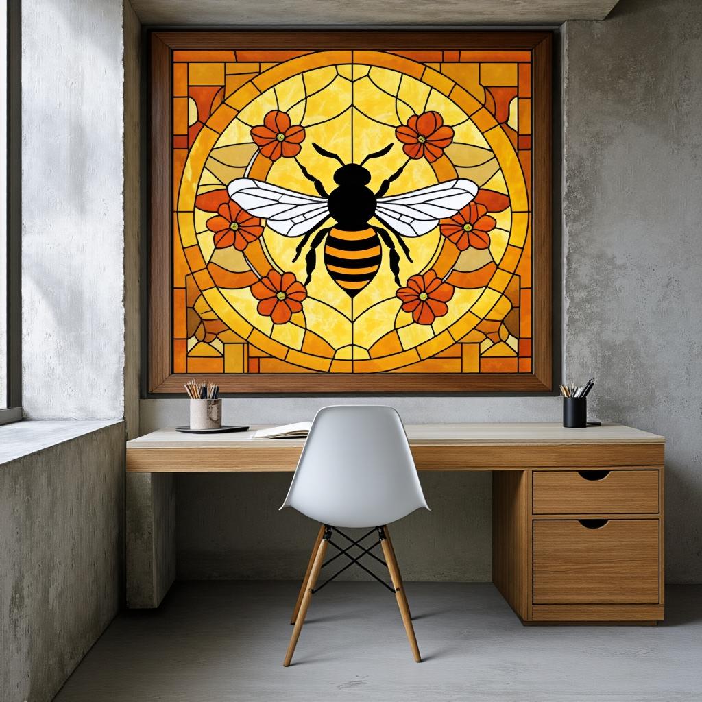 Custom Size Bee Stained Glass Window Film Window Privacy Film Frosted ...