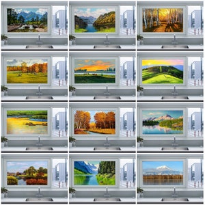 Autocollants de vitrail de Film de fenêtre, taille personnalisée statique givré intimité, paysage, impression d'arbre pour la maison de verre de fenêtre d'imposte