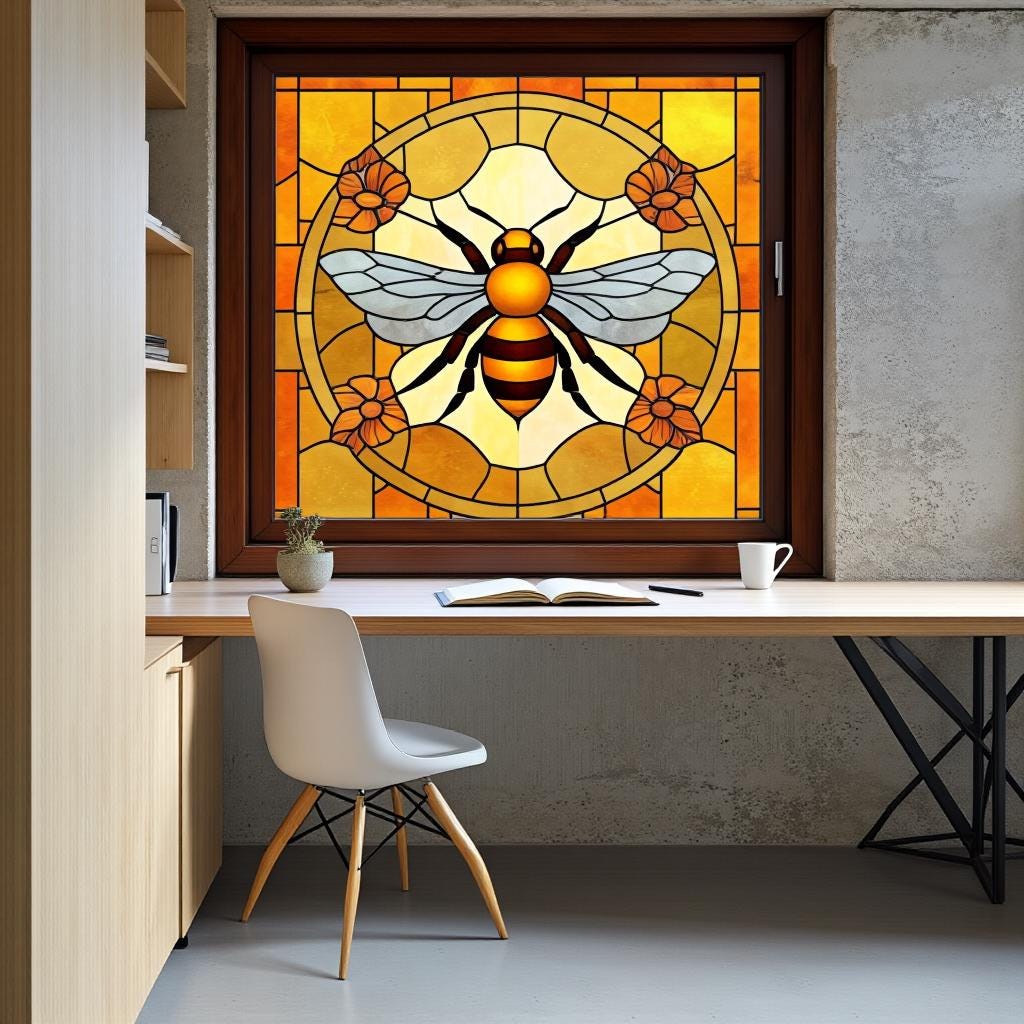 Custom Size Bee Stained Glass Window Film Window Privacy Film Frosted ...