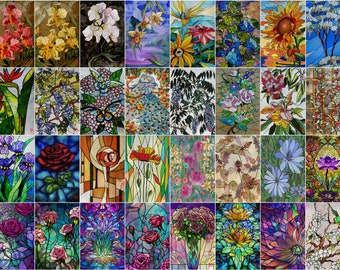 Customizable Stained Glass Window Film Static Cling Flower Rose Design for Home Decoration Suitable for Windows