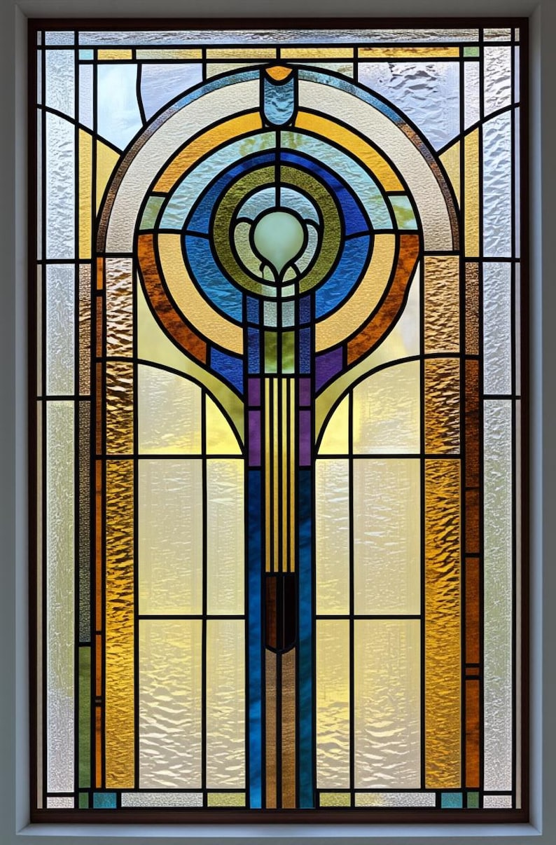 Custom Size Window Privacy Film Geometric Cross Stained Glass Frosted ...