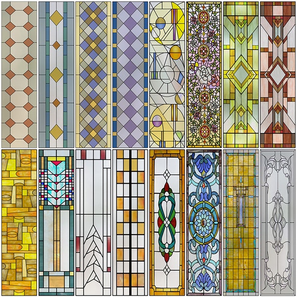 Window Film Frosted Stained Glass Films,Church Static Cling,Privacy Retro Door Sticker,Kitchen Office Home Decor Custom Size Patterns