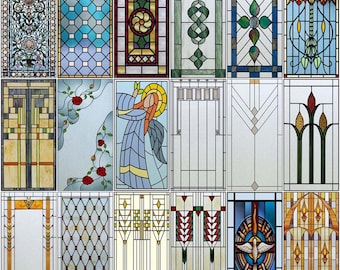 Stained Glass Window Film, Double-Sided Thickened Static Cling Window Films, Non-Adhesive Glass Window Decals Decor for Door Window Custom