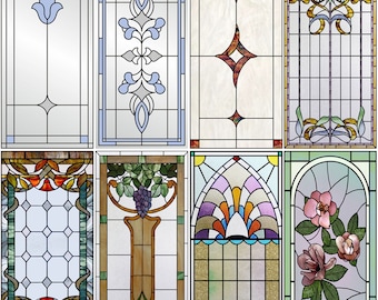 Stained Glass Window Decals,Frosted Window Privacy Film Non-Adhesive, UV Proof Static Window Clings,Removable Stained Glass Window Sticker