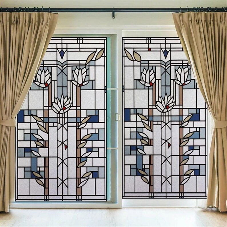 Custom Size Frosted Stained Glass Window Films Static Cling Privacy ...
